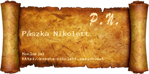Pászka Nikolett névjegykártya